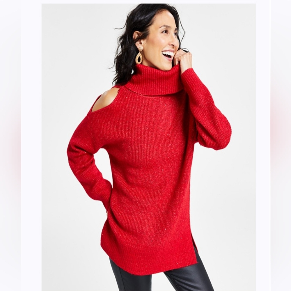 NWT INC Concepts Women's Cold-Shoulder Turtleneck Sweater